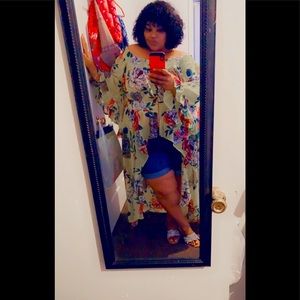 Ashley Stewart floral, off the shoulder, high low blouse, size 3x.
